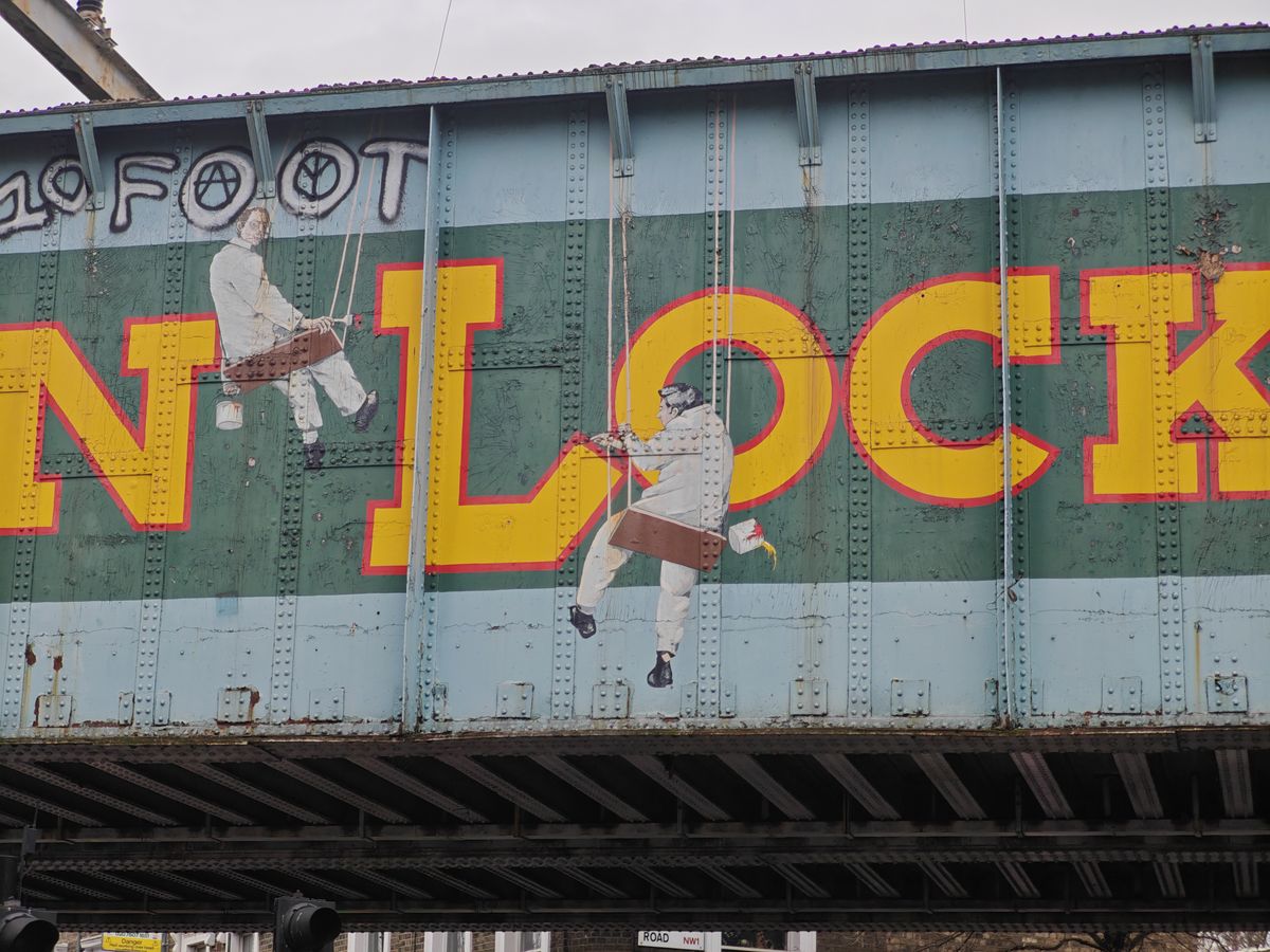 Camden Lock bridge street art taken with Xiaomi 14 Ultra at 3.2x
