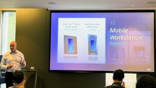 Intel's Roger Chandler speaking to an audience of press and analysts at a briefing during Computex in Taipei.