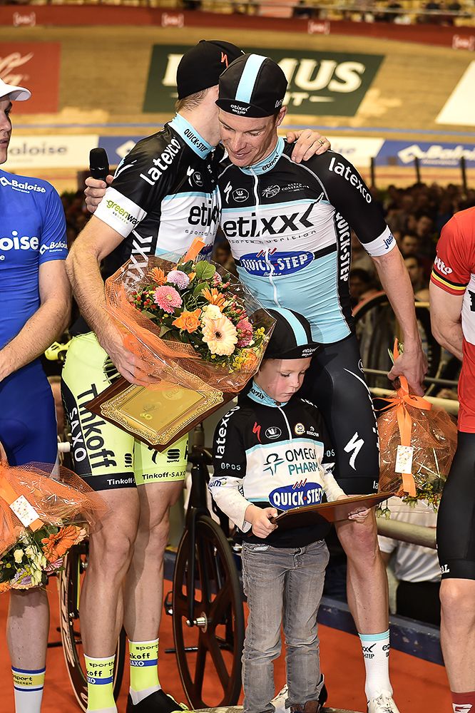 Kenny de Ketele, Gijs Van Hoecke, Michael Morkov, Iljo Keisse and son, Japser de Buyst and Otto Ergaerde