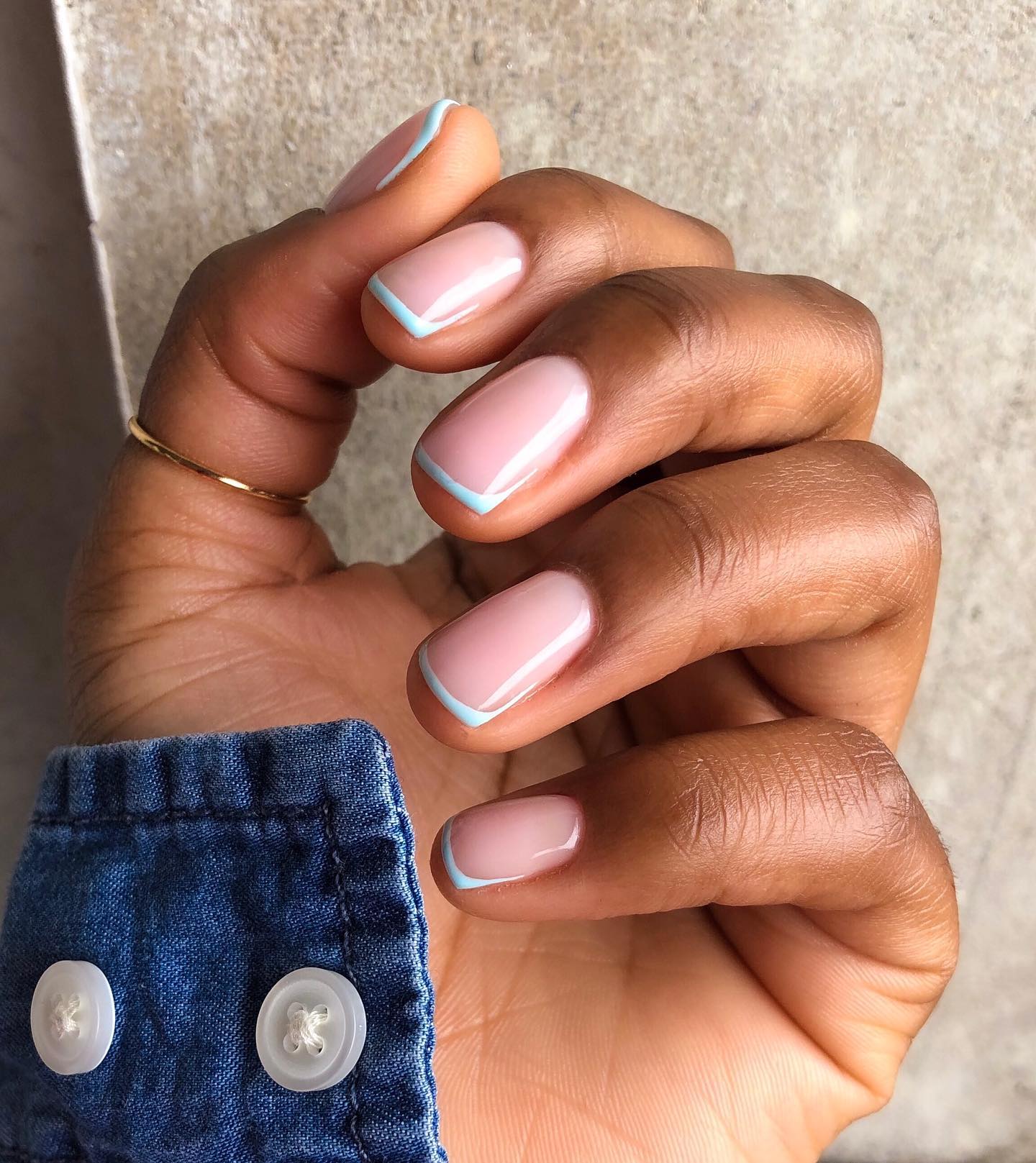 @paintedbyjools micro blue French tip manicure
