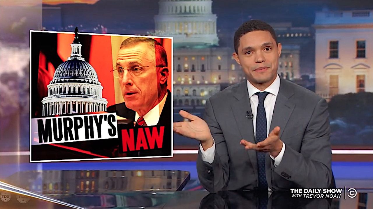 Trevor Noah laughs at Tim Murphy