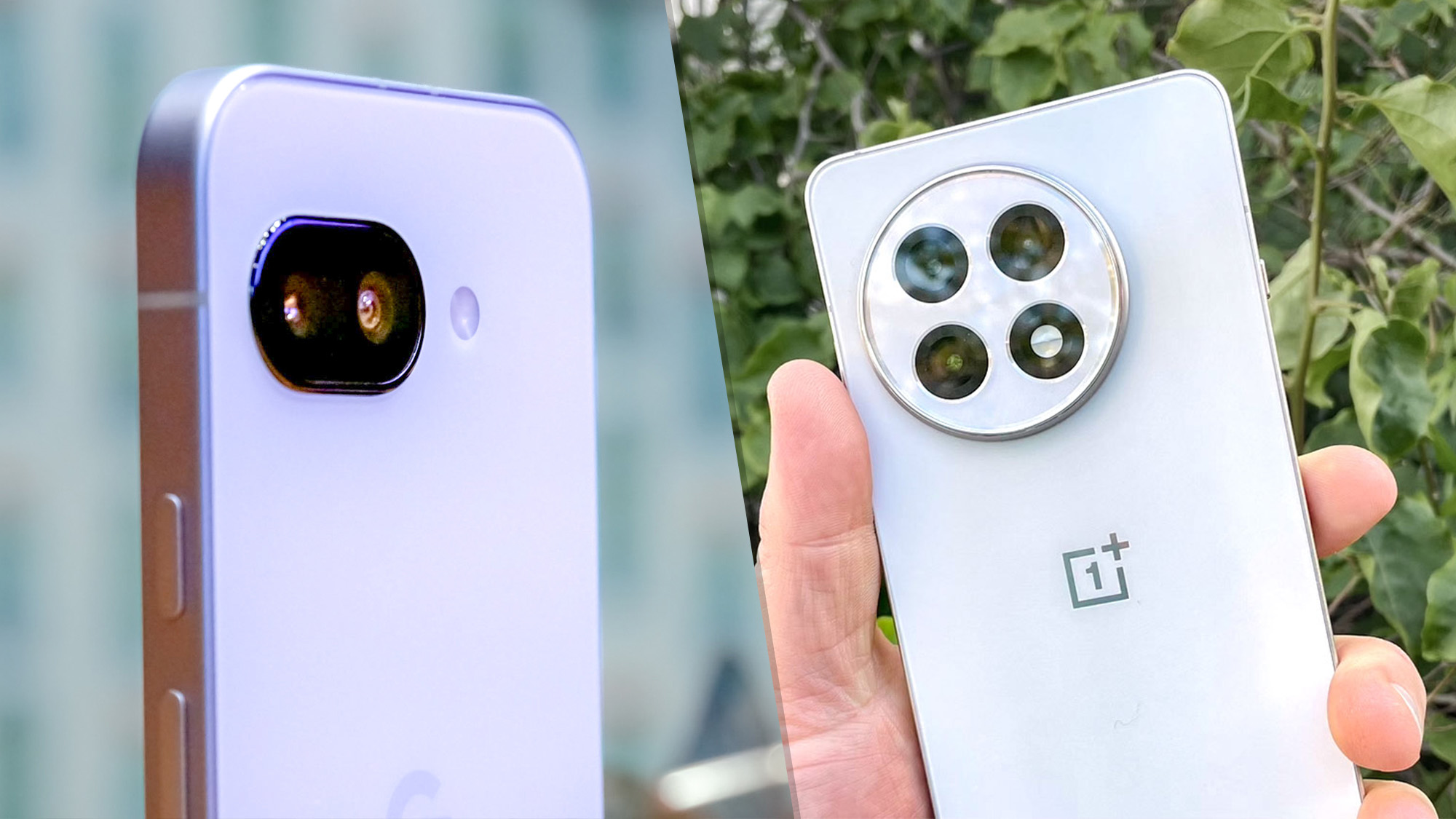Pixel 9a and OnePlus 13R shown in hand