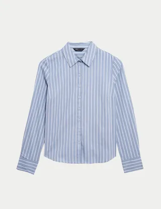 M&S Collection, Cotton Rich Striped Fitted Shirt