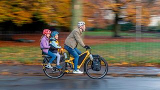 Tern's Orox cargo bike being used by a family