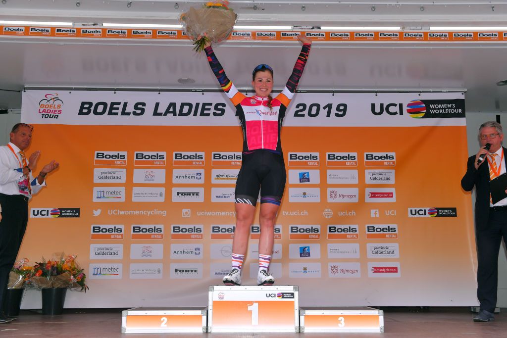 Lisa Klein (Canyon-Sram) on the podium after her win