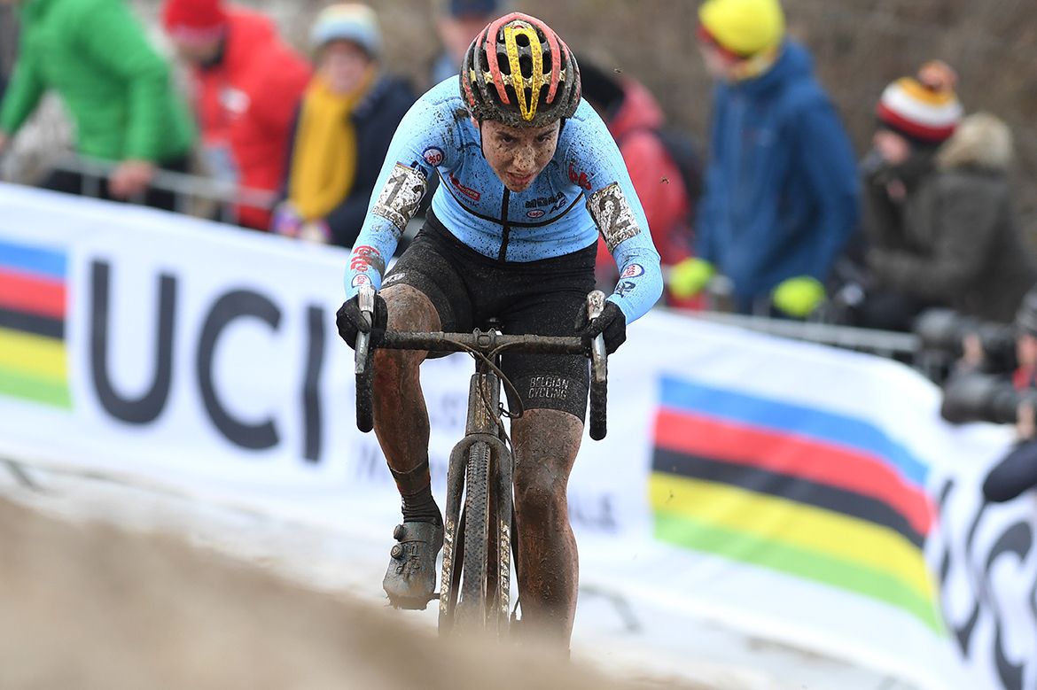 Mud covers Sanne Cant from head to toe