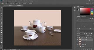 Photoshop screen with an image of a teapot