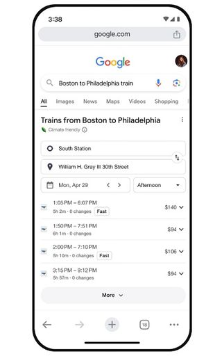 Google Search will now offer information on schedules and tickets for long-distance trains and buses.