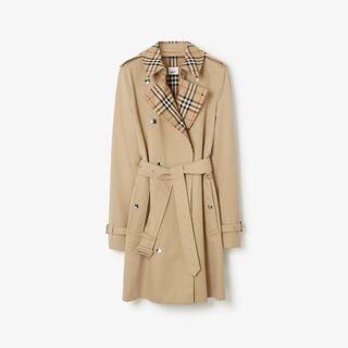 Burberry Short Check Collar Garbardine Trench