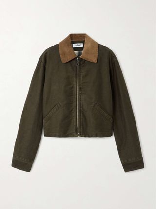 Corduroy-Trimmed Cotton Jacket