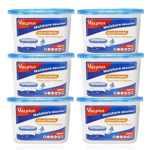 Vacplus Moisture Absorbers 6 Pack, Portable Humidity Absorber Boxes for Your Bathroom, Closet &amp;amp; Car, Dehumidifier With Fragrance Free, 10.5 Oz