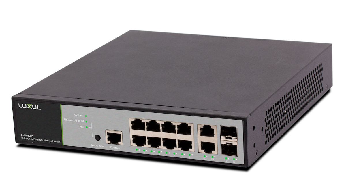 Luxul&#039;s newest 18-port/16 PoE+ L2/L3 AMS-1816P and 12-port/8 PoE+ XMS-1208P managed Gigabit switches, featuring Self-Healing with PoE Auto-Recovery and PoE Power Scheduling will be on display at InfoComm 2019.