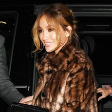 Jennifer Lopez wearing a fur coat