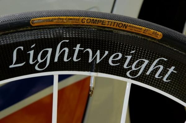 Milram uses 22mm-wide Continental tubulars on its Lightweight Obermeyer wheelset.