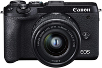 Canon EOS M6 Mark II Mirrorless Digital Compact Camera + EF-M 15-45mm F/3.5-6.3 IS STM + EVF Kit | Silver | Now $799.00 at Amazon | Save 27%