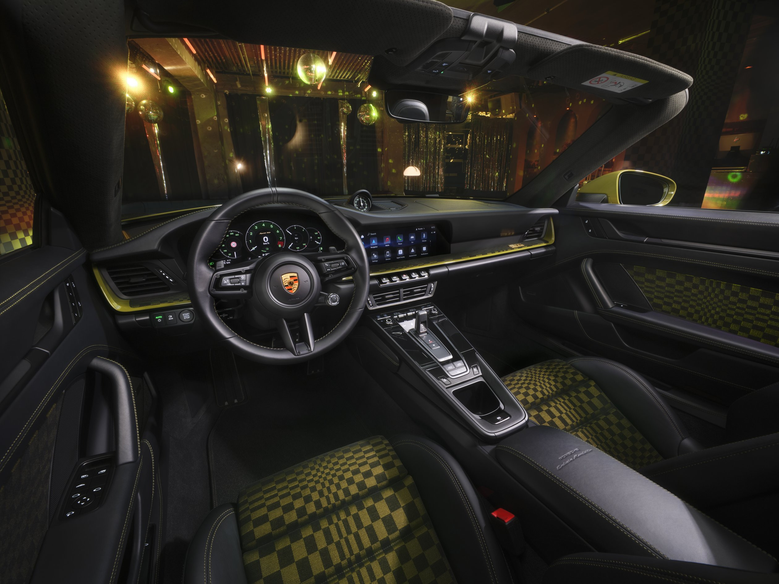 Porsche 911 Spirit 70 interior, featuring the iconic Pasha pattern