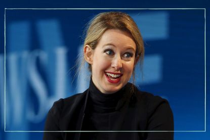 Elizabeth Holmes wearing a black turtle neck