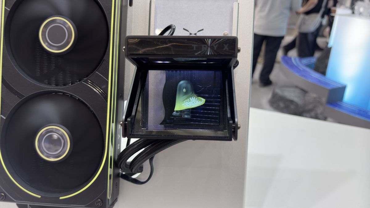 The Tryx Holo with a holographic display on the show floor at Computex 2026.