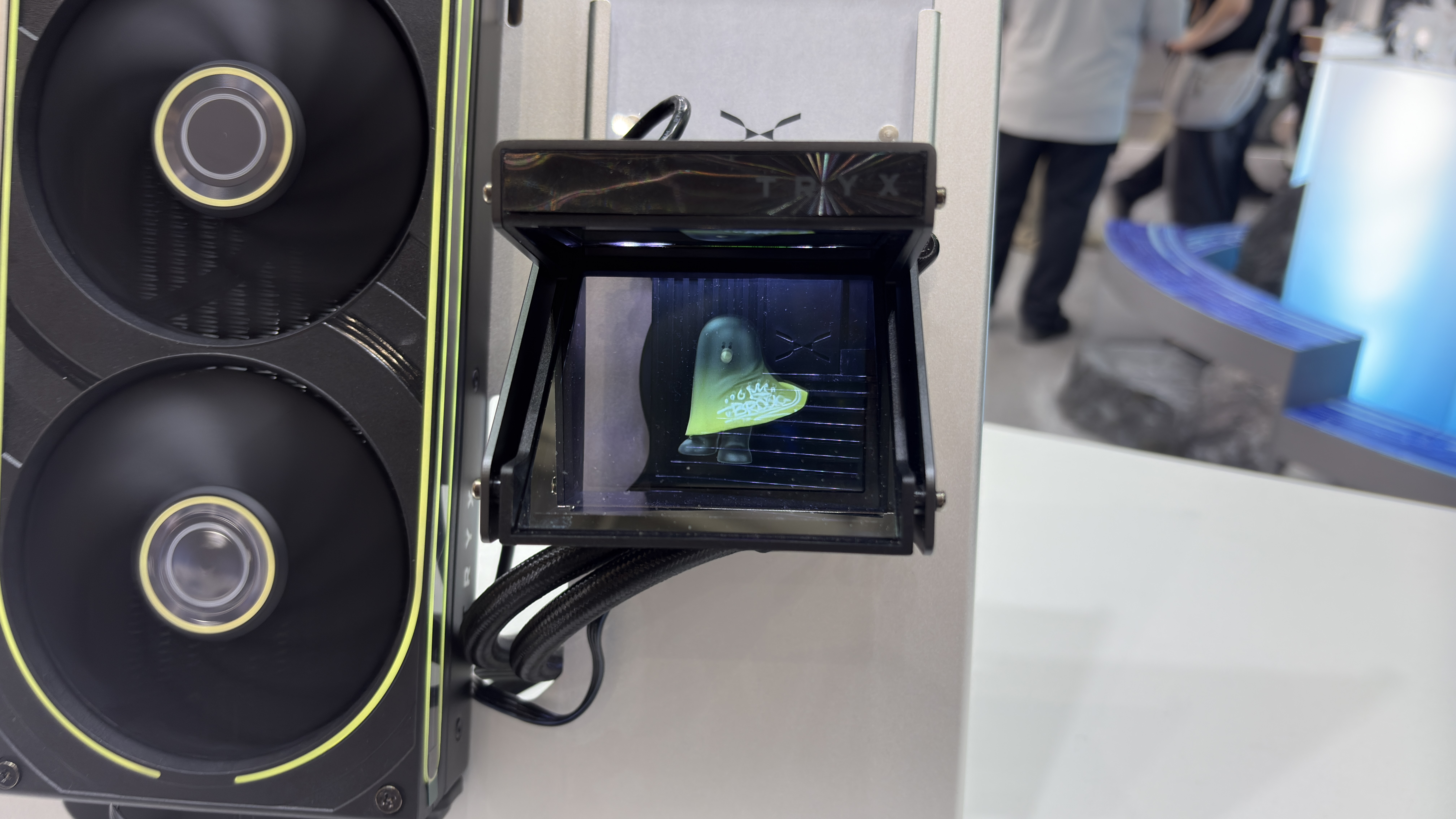 The Tryx Holo with a holographic display on the show floor at Computex 2026.
