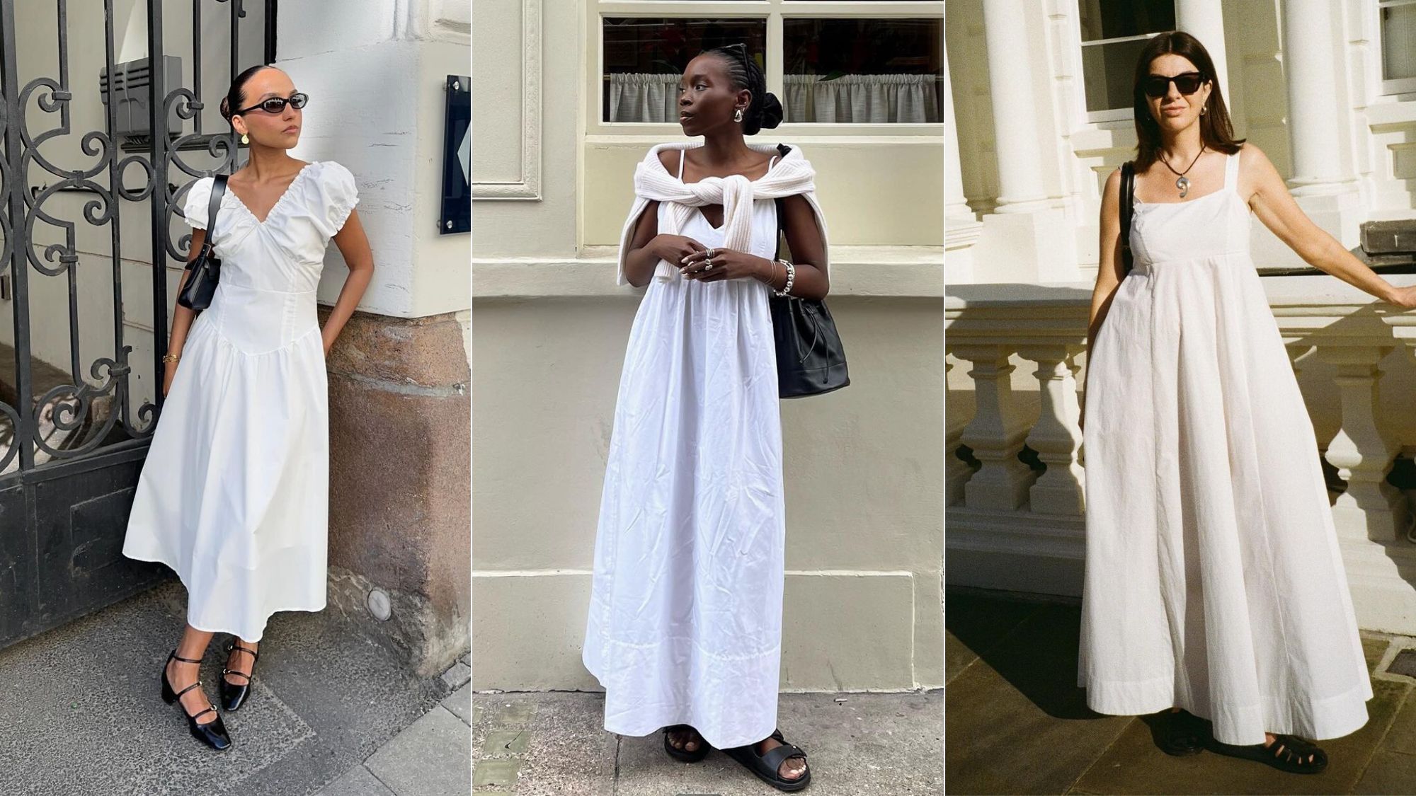 Black Shoes Are the Chicest Pairing for Your White Dresses This Summer