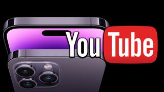 An iPhone 14 Pro next to the YouTube logo