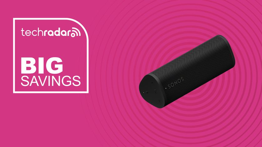 The Sonos Roam 2 on a pink background with text saying Big Savings.