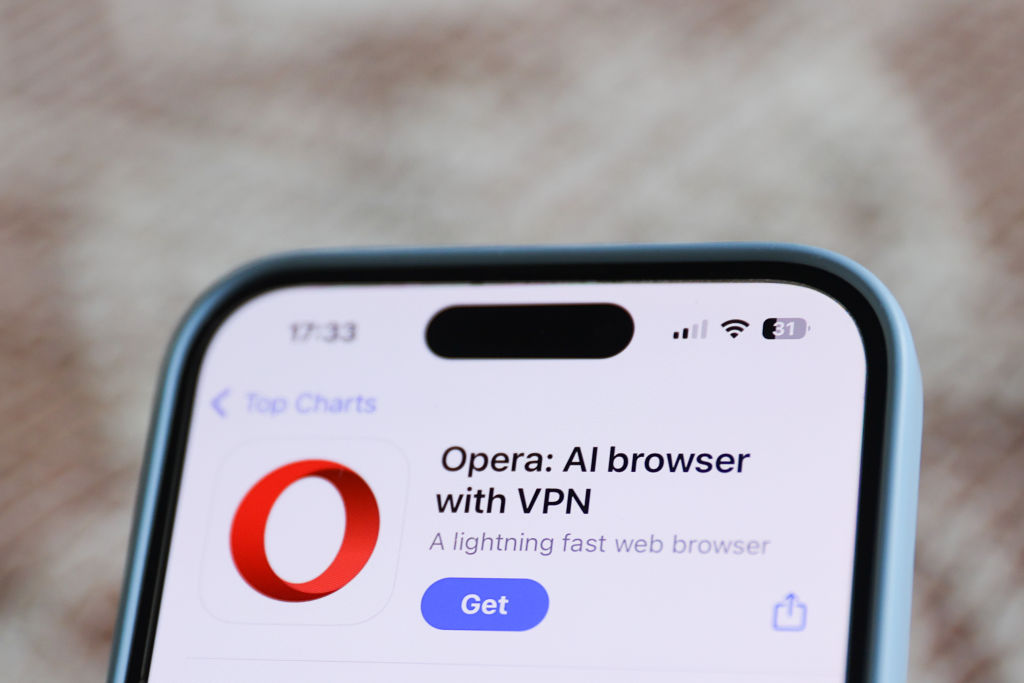Opera browser in App Store is seen in this illustration photo taken in Poland on August 8, 2024