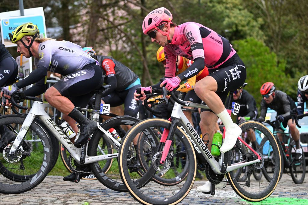 OVERIJSE BELGIUM APRIL 12 Sean Quinn of The United States and Team EF EducationEasyPost competes during the 63rd De Brabantse Pijl La Fleche Brabanconne 2023 Mens Elite a 2051km one day race from Leuven to Overijse on April 12 2023 in Overijse Belgium Photo by Luc ClaessenGetty Images