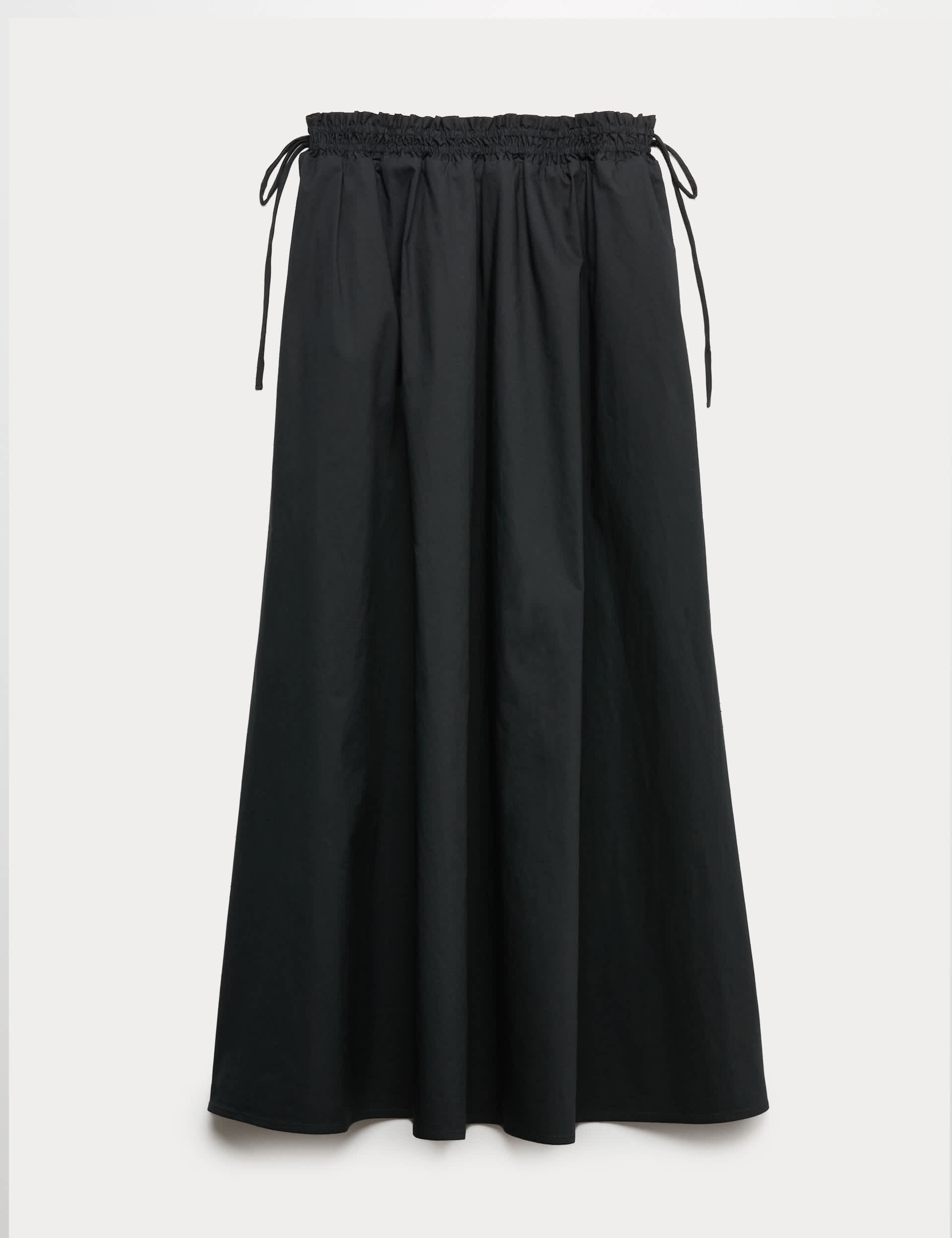 Pure Cotton Poplin Tie Side Midi Skirt