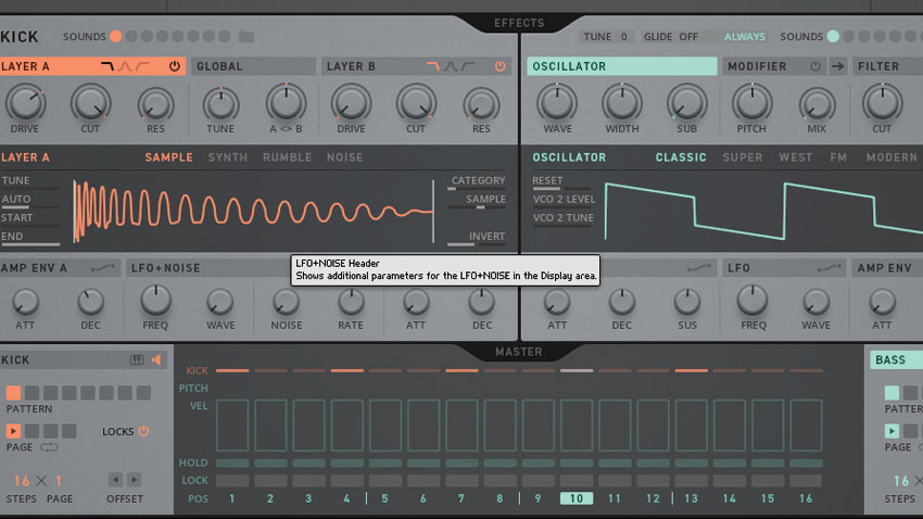 How to create a kick/gliding bass combo using Native Instruments TRK-01