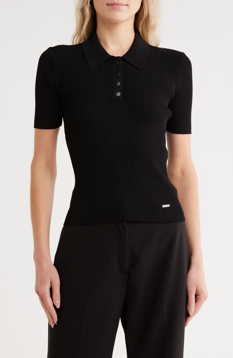 Ribbed Polo Sweater