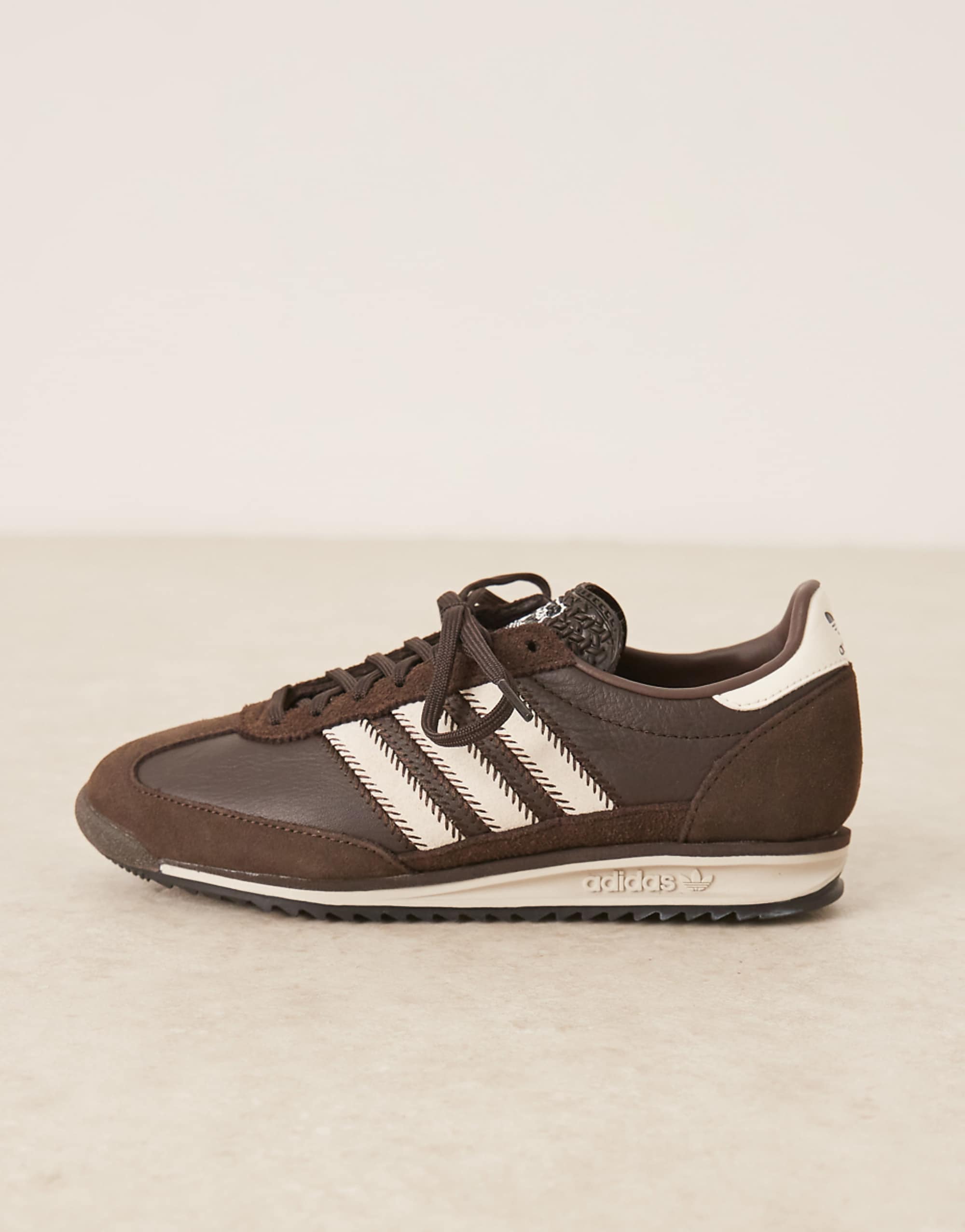 Adidas Originals Sl 72 Og Trainers in Brown and Cream With Stitch Detail