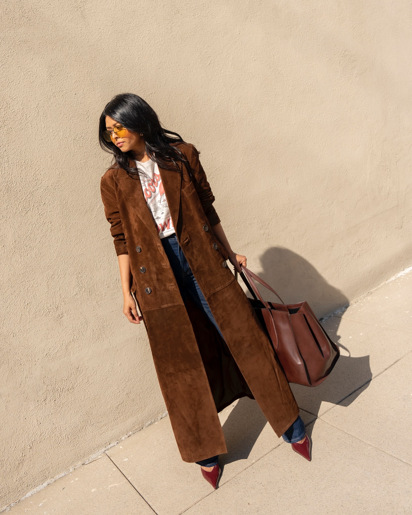 Woman outside shopping