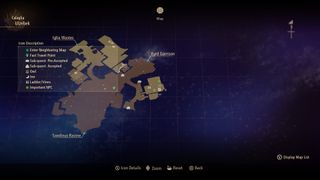 Tales of Arise owl locations - A map of Ulzebek showing the player marker above a house on the east part of the map.