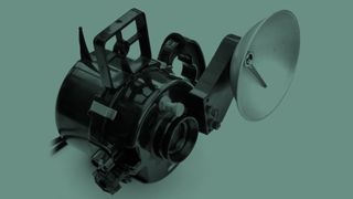 The front of the Nemrod Siluro underwater camera on a green background