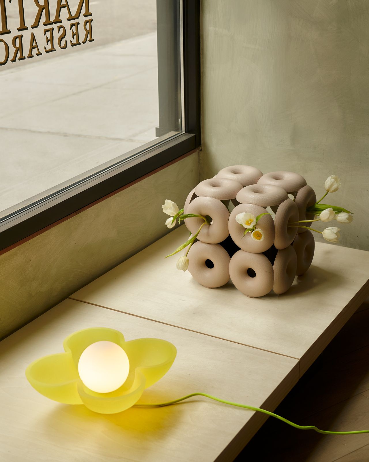 soft geometry flowers hair