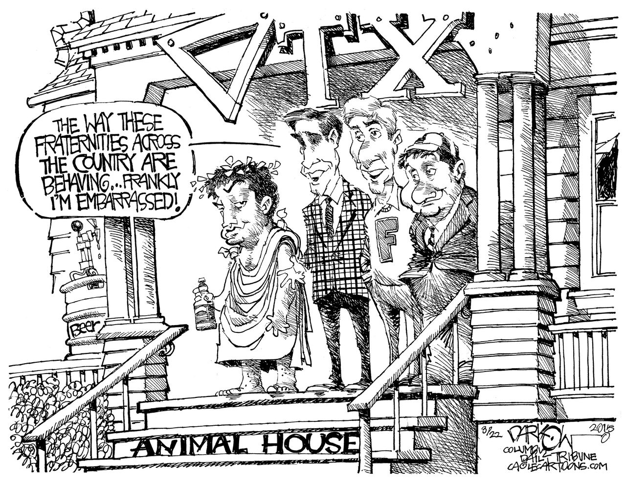 Editorial cartoon U.S. Fraternities