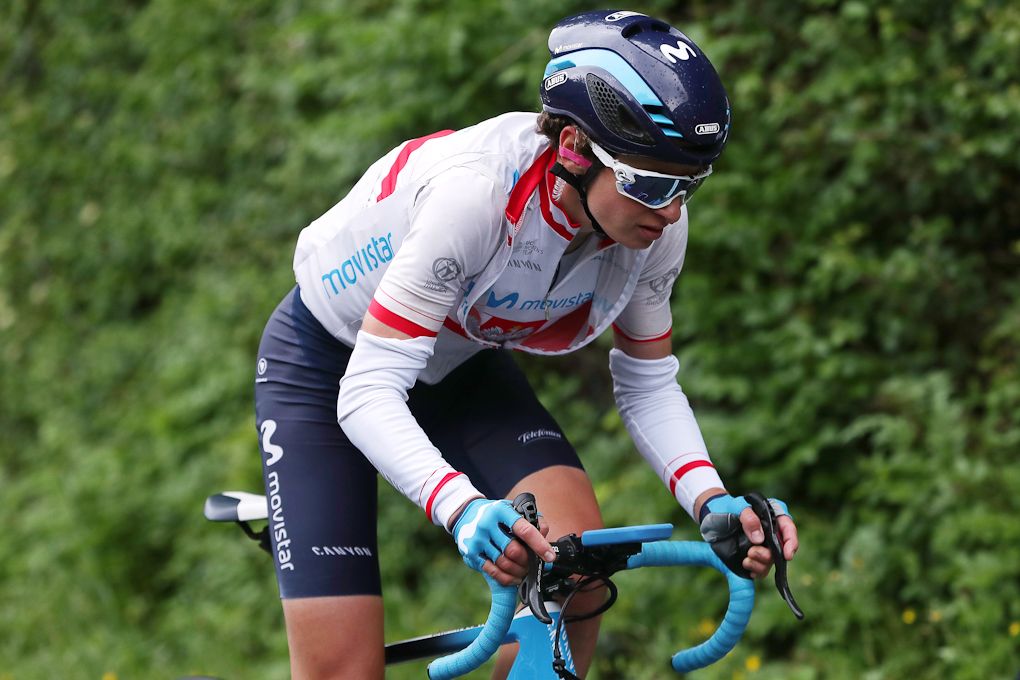 Breakaway rider Malgorzta Jasinska on the final day at Emakumeen Bira