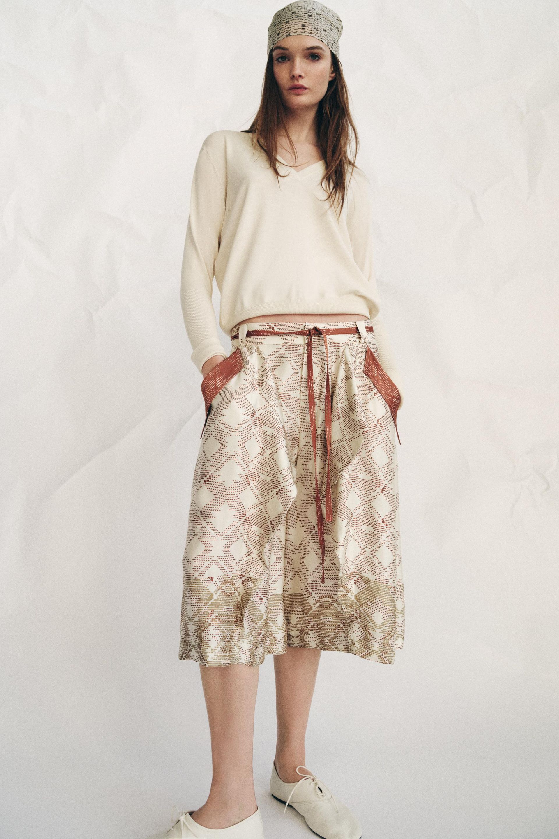 Printed Flowing Bermuda Shorts Zw Collection