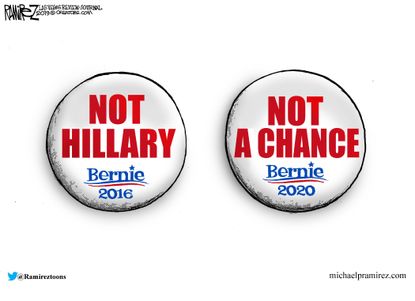 Political Cartoon U.S. 2020 Presidential election Bernie Sanders