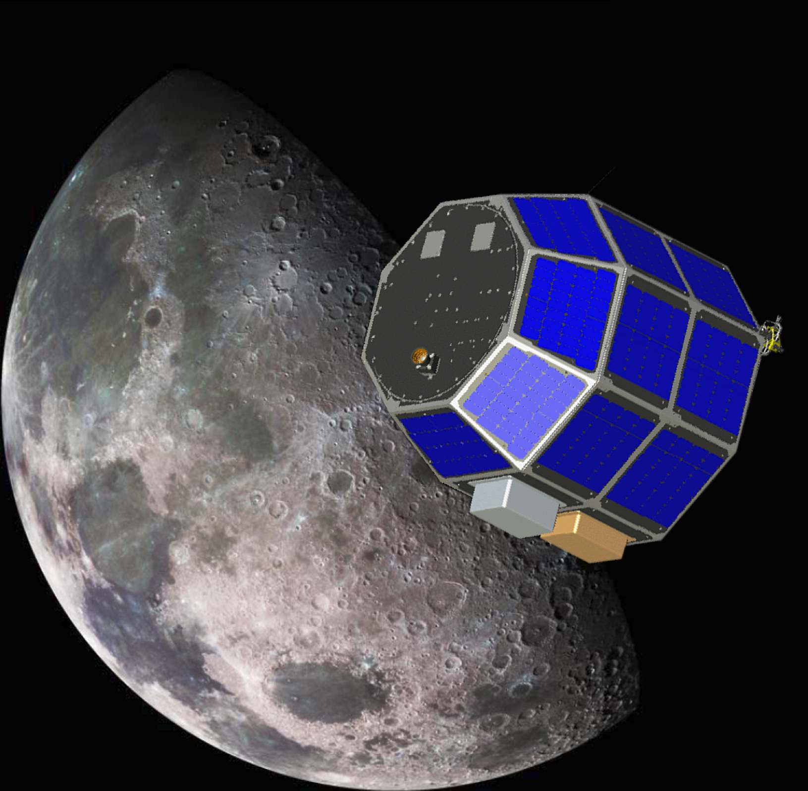 An artist&#039;s illustration of NASA&#039;s Lunar Atmosphere and Dust Environment Explorer mission (LADEE). 