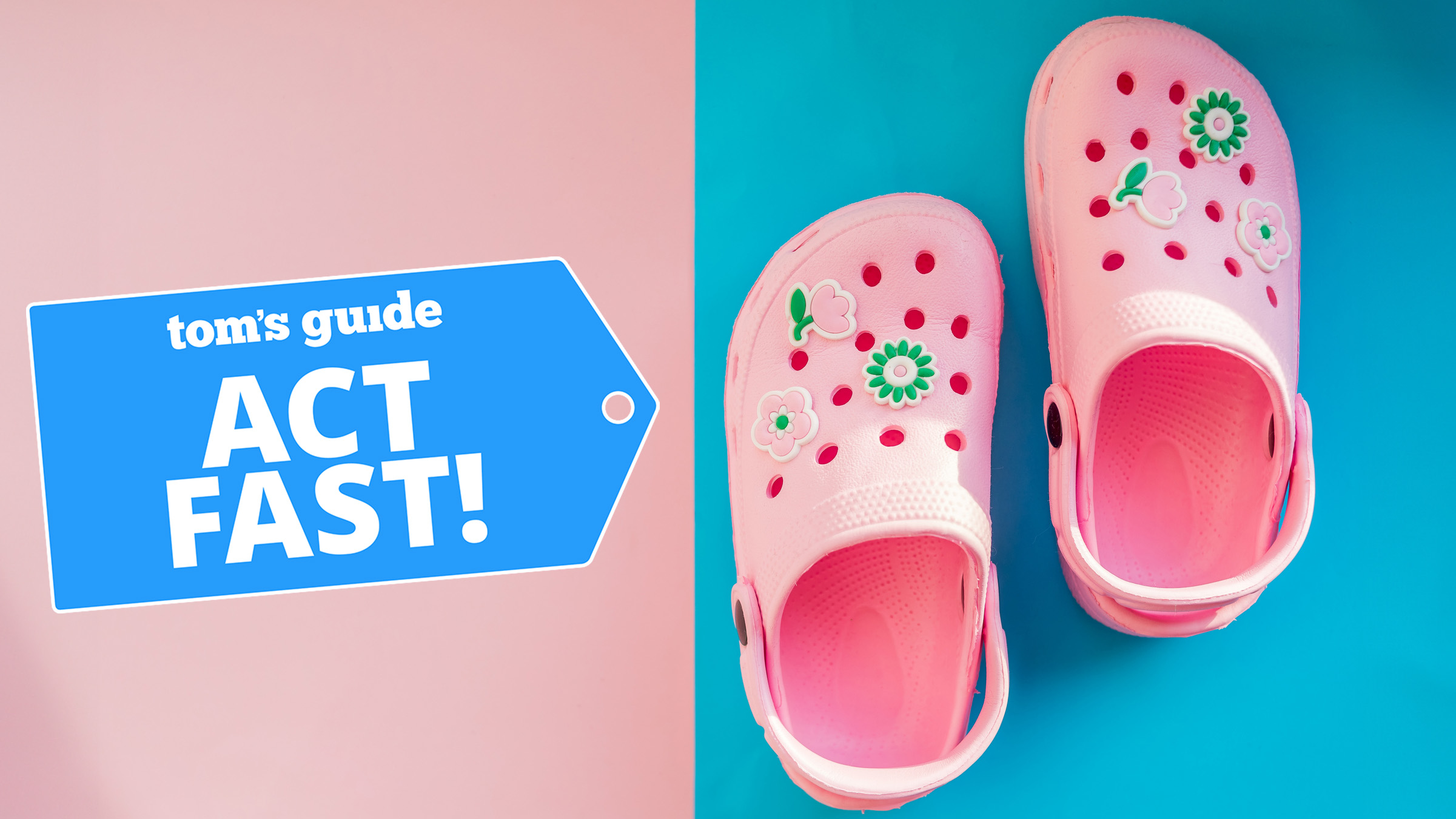 Pink baby sandals on a reflective surface. Beach fashion