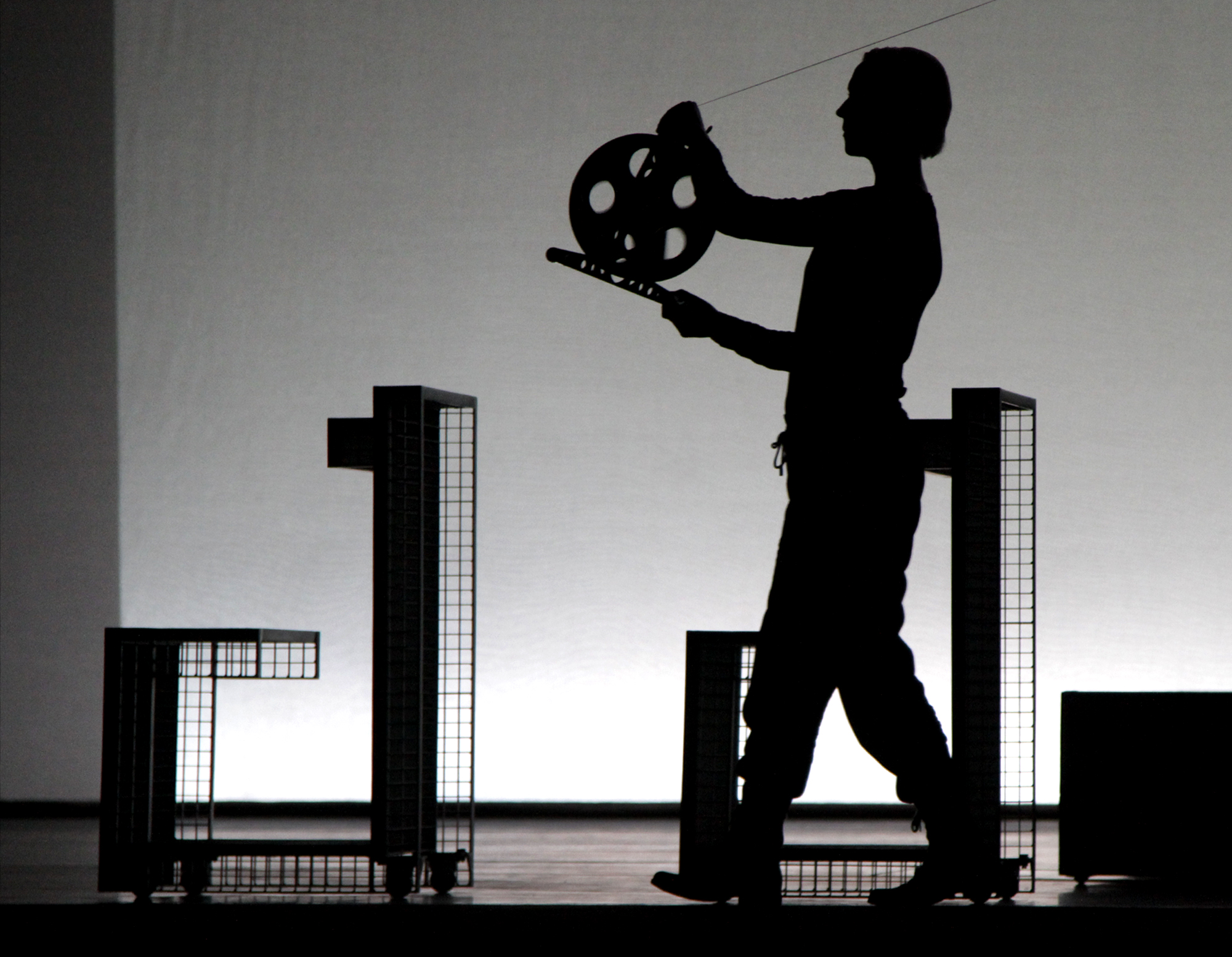 Silhouette of a person on stage