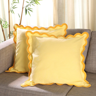 yellow scalloped pillows