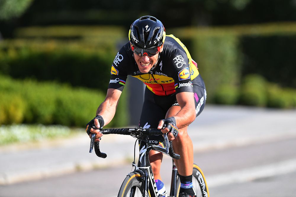 Phlippe Gilbert rides solo to the stage 1 win at Three Days of De Panne