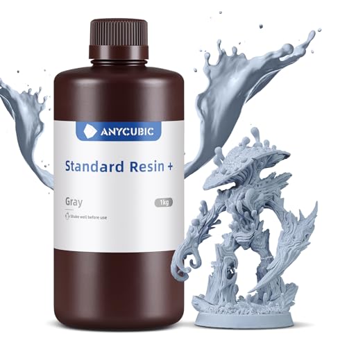 Anycubic Upgraded Standard 3d Printer Resin, 405nm Sla Fast Uv-Curing Resin, High Precision &amp;amp; Rapid Photopolymer for 8k Capable Lcd/dlp/sla 3d Printing (grey, 1000g)