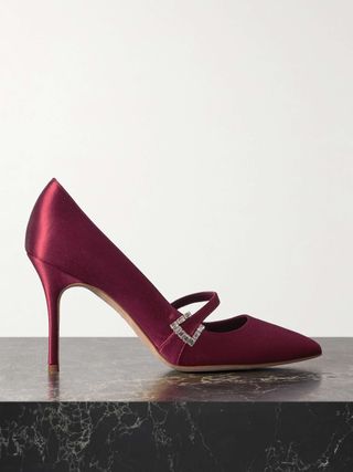 Ramima 90 Crystal-Embellished Satin Pumps