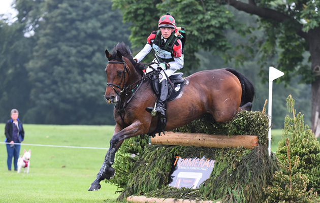 David Britnell riding CONTINUITY during the cross country phase of the Equi-Trek CCI*** at the Bramham International Horse Trials on the Bramham Estate near Weatherby in North Yorkshire in the UK on 9th June 2018