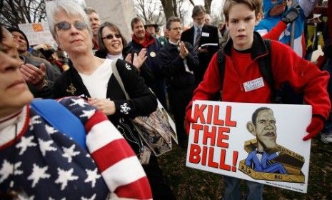 Tea Partiers protest on Capitol Hill.