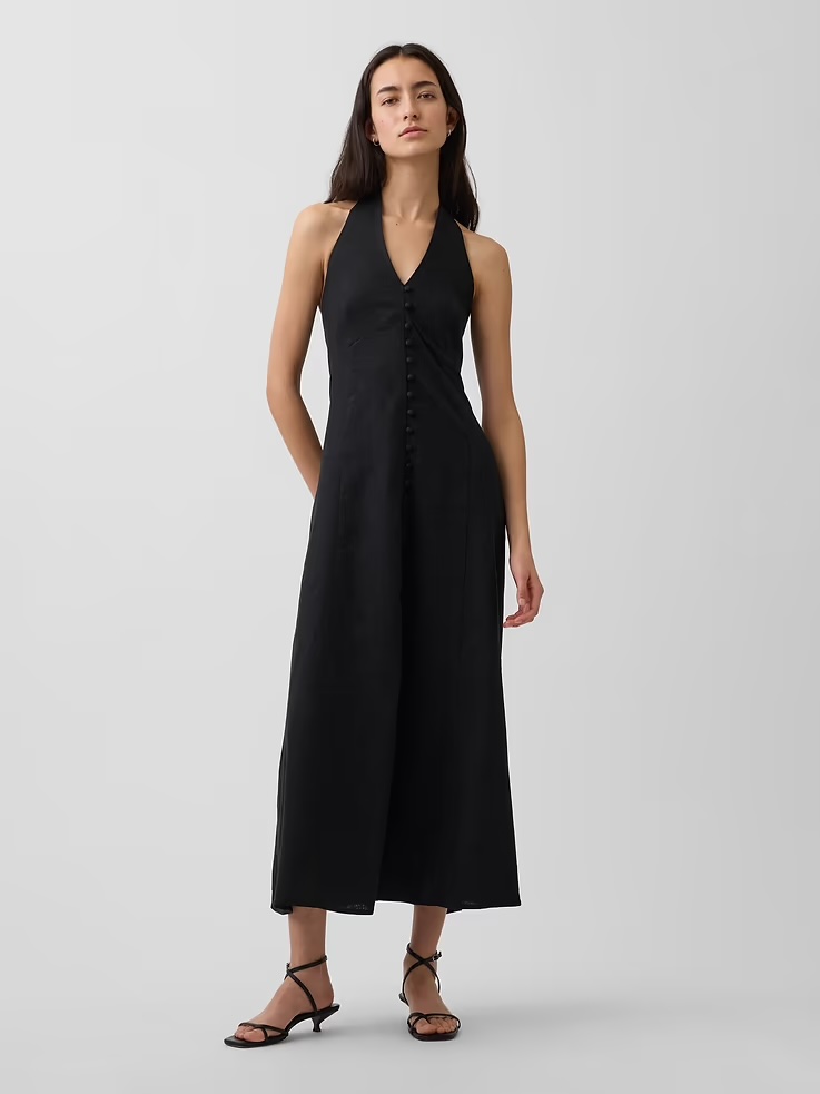 Gap, Linen-Blend Halter Maxi Dress